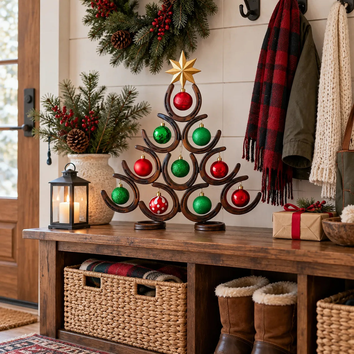 🎄🐴 Lucky Horseshoe Tree™ | Rustic Christmas Decor