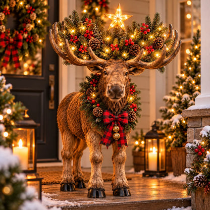 🎄 Woodland Christmas Moose™ – Lighted Holiday Decor