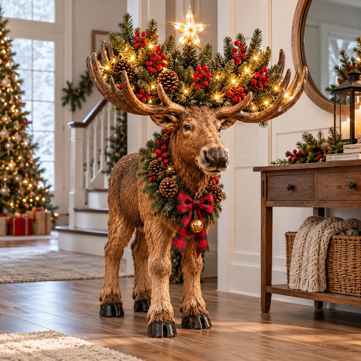 Woodland Christmas Moose lighted holiday decor