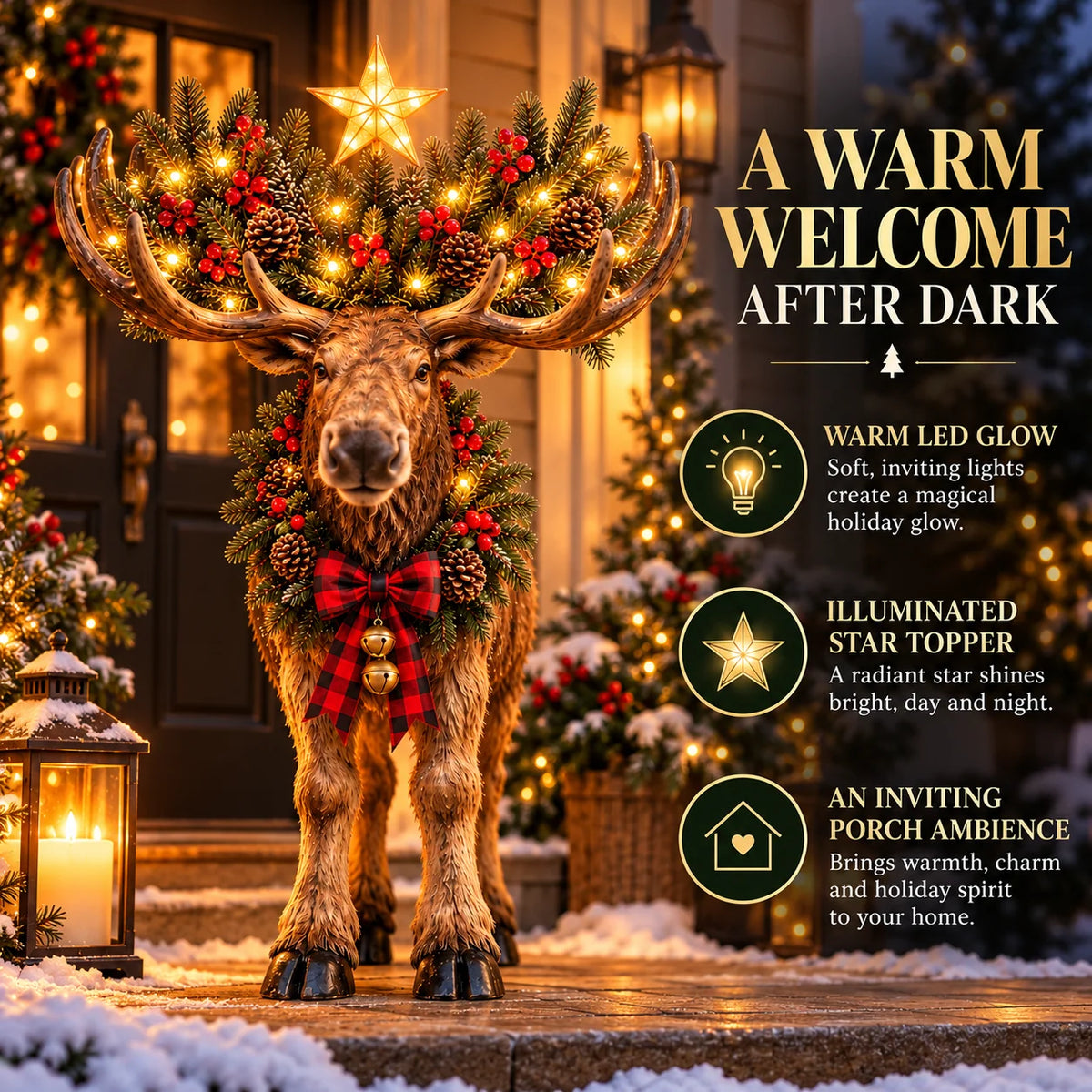 🎄 Woodland Christmas Moose™ – Lighted Holiday Decor