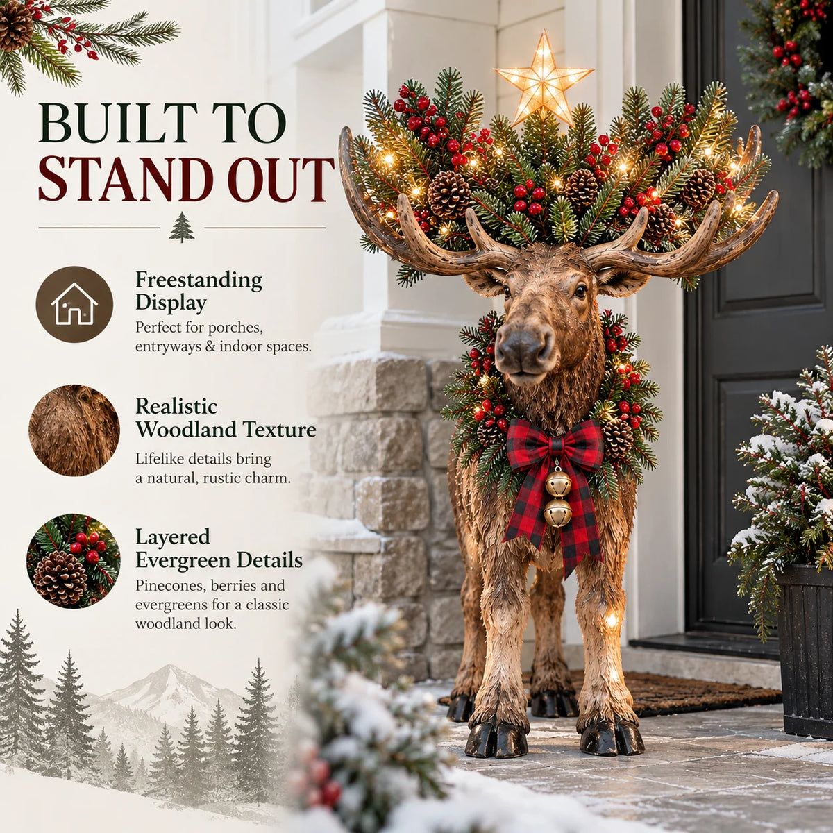 🎄 Woodland Christmas Moose™ – Lighted Holiday Decor