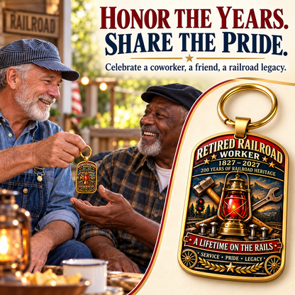 🚂 Built by Generations | Railroad Worker 200th Anniversary Keychain