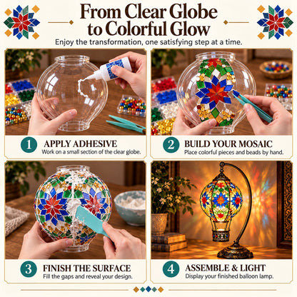 ⏳ LAST DAY 49% OFF | 🎈 Light Up Your Own Mosaic Sky | Turkish Hot Air Balloon Lamp DIY Kit ✨