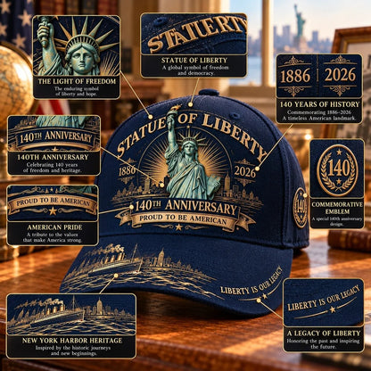 💝 LAST DAY 49% OFF | 🗽 140 Years of Liberty | Statue of Liberty Commemorative Cap 1886–2026 🇺🇸