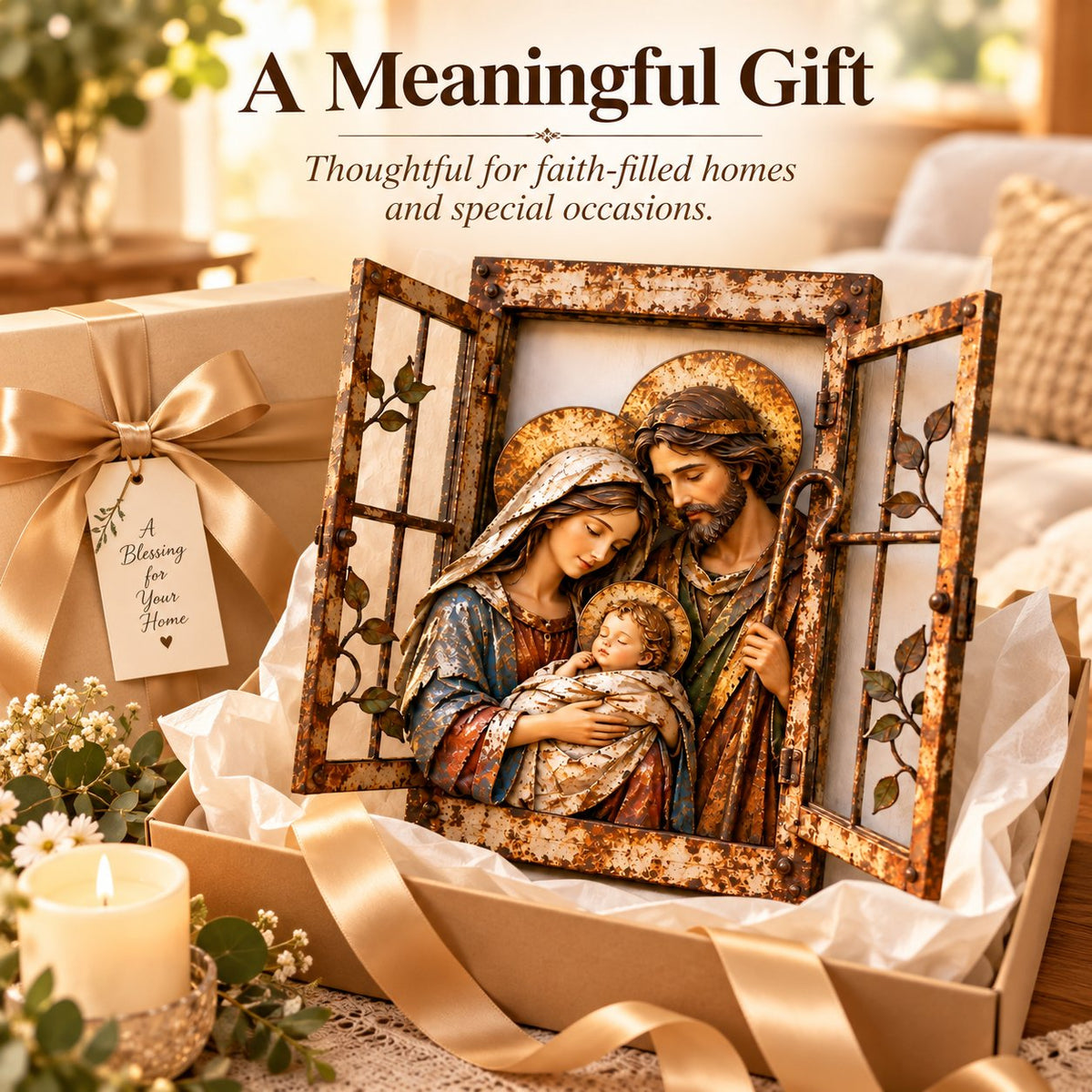 ✝️🪟 Bethlehem Window™ | Holy Family Christmas Wall Decor