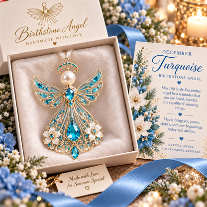 👼💎 Birth Month Guardian Angels — 12 Birthstone-Inspired Angel Figurines for Personalized Gifting