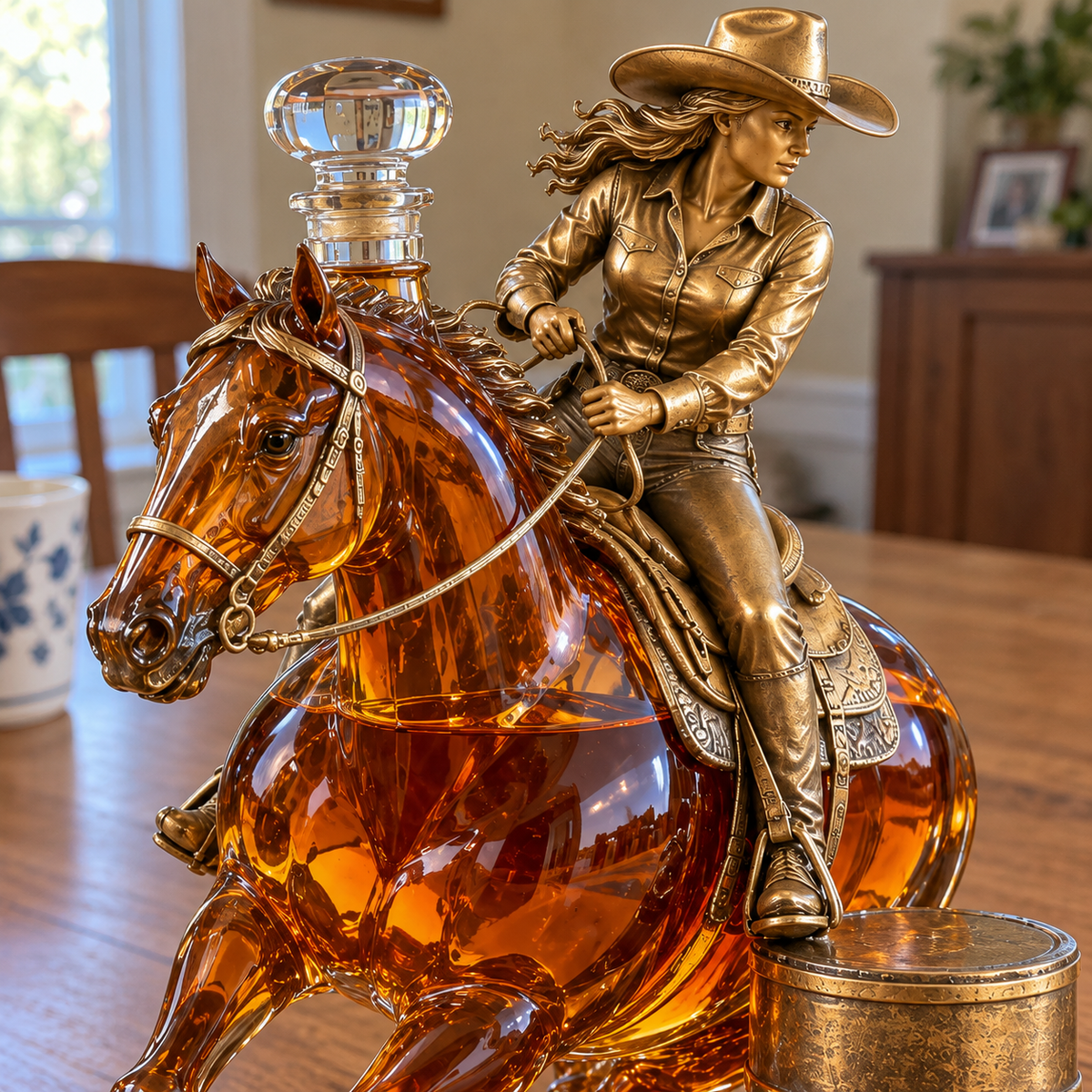 🐎🥃 Ride Hard, Pour Proud | Cowgirl Barrel Racing Whiskey Decanter