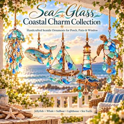 🌊✨ Catch the Coastal Light | Handcrafted Sea Glass Suncatcher Charms