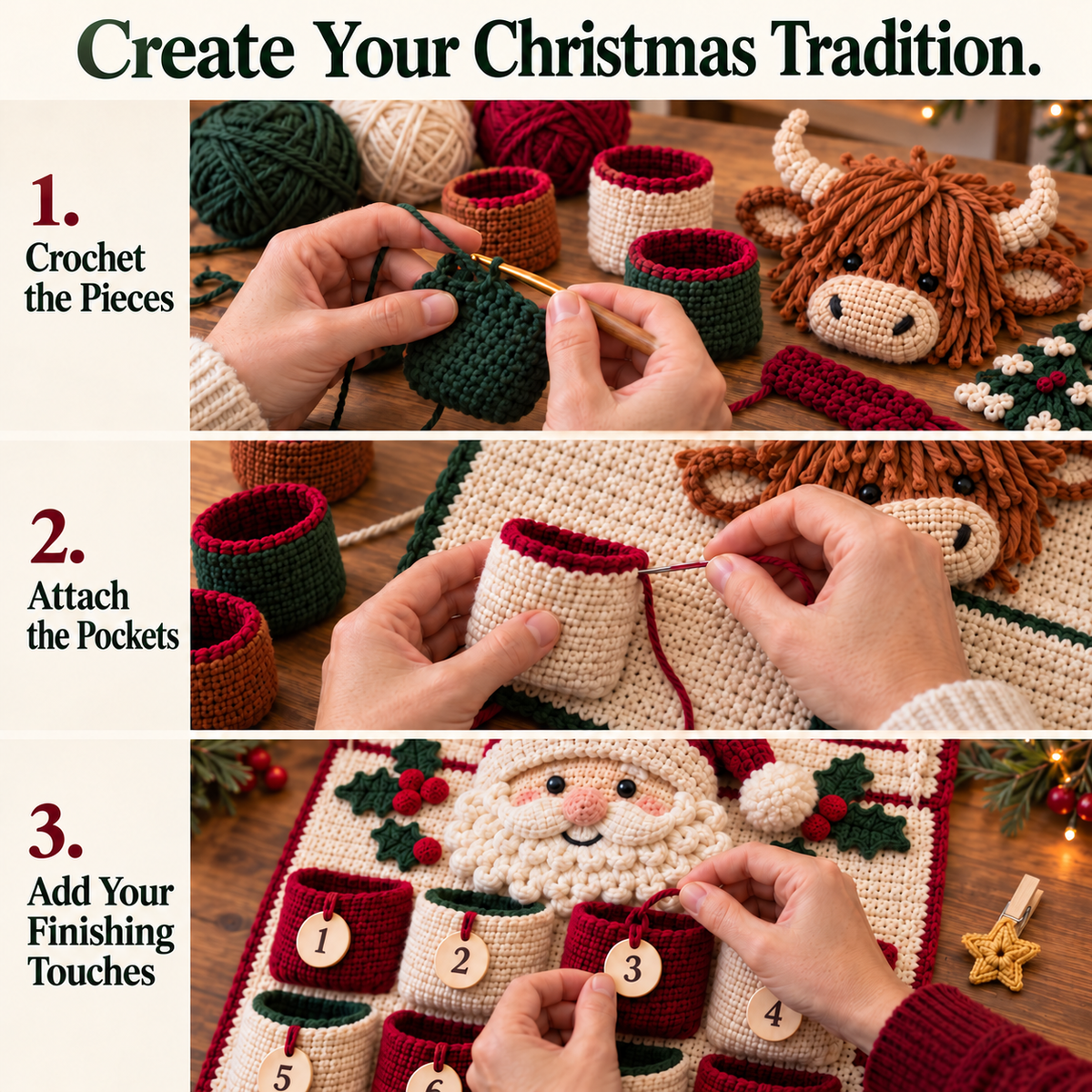 🎄 Christmas Crochet Advent Calendar DIY Kit – 24 Little Surprises, One Cozy Family Tradition