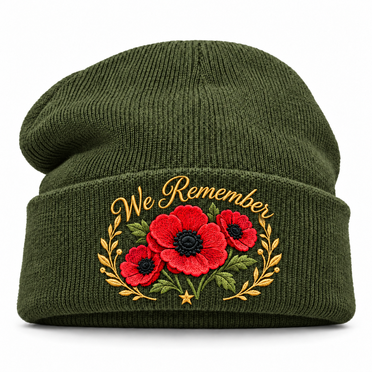 🎖️ Lest We Forget Poppy™ | Memorial Embroidered Knit Beanie