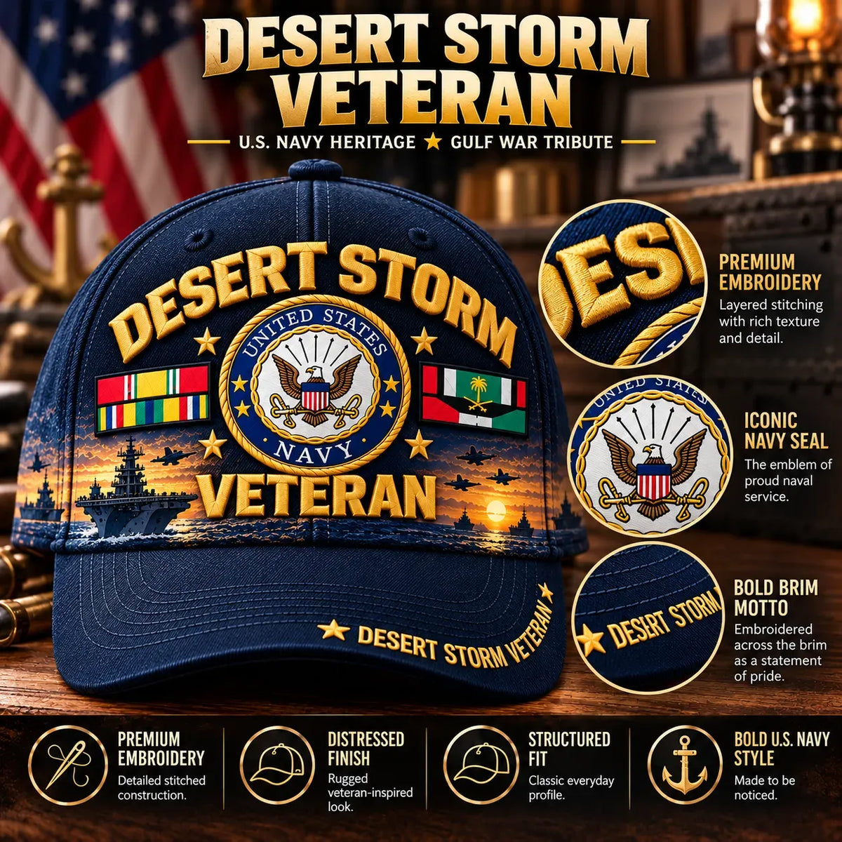 🎖️ Desert Storm 35th Anniversary Veteran Cap | Honoring Your Service & Pride 1991–2026