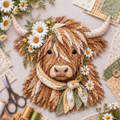 🐮💐 Blooming Highland™ | Birth Flower 3D Fabric Art DIY Kit – Beginner Friendly