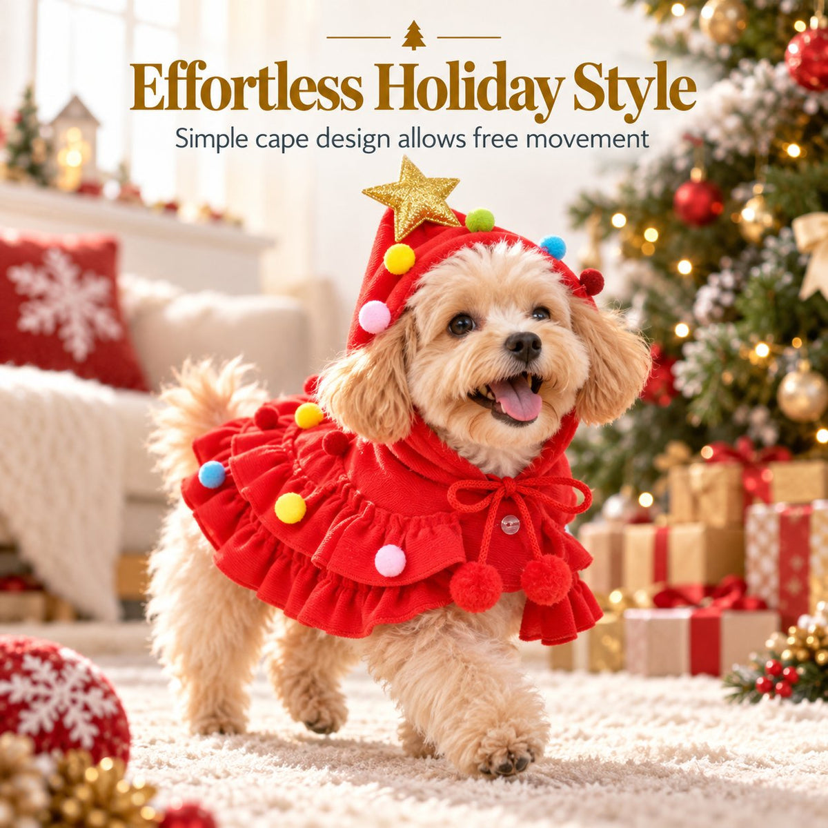🐶✨ Festive Tree Pet Cape – Cute Christmas Costume for Dogs & Cats