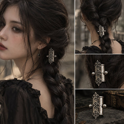 🖤🕸️2 PCS Gothic Filigree Braid Cuff™ | Vintage-Inspired Hair Jewelry for Braids & Dark Romantic Looks