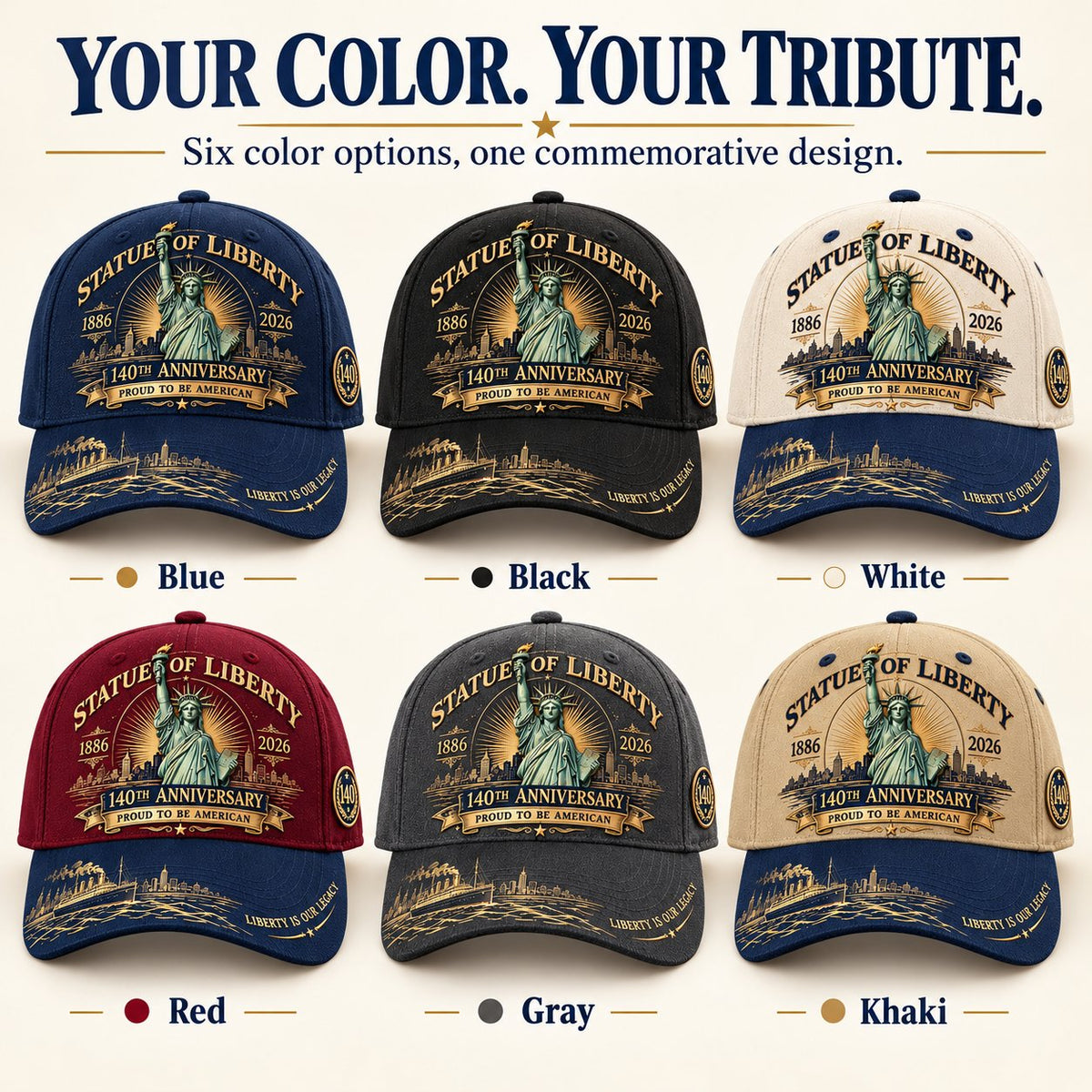 💝 LAST DAY 49% OFF | 🗽 140 Years of Liberty | Statue of Liberty Commemorative Cap 1886–2026 🇺🇸