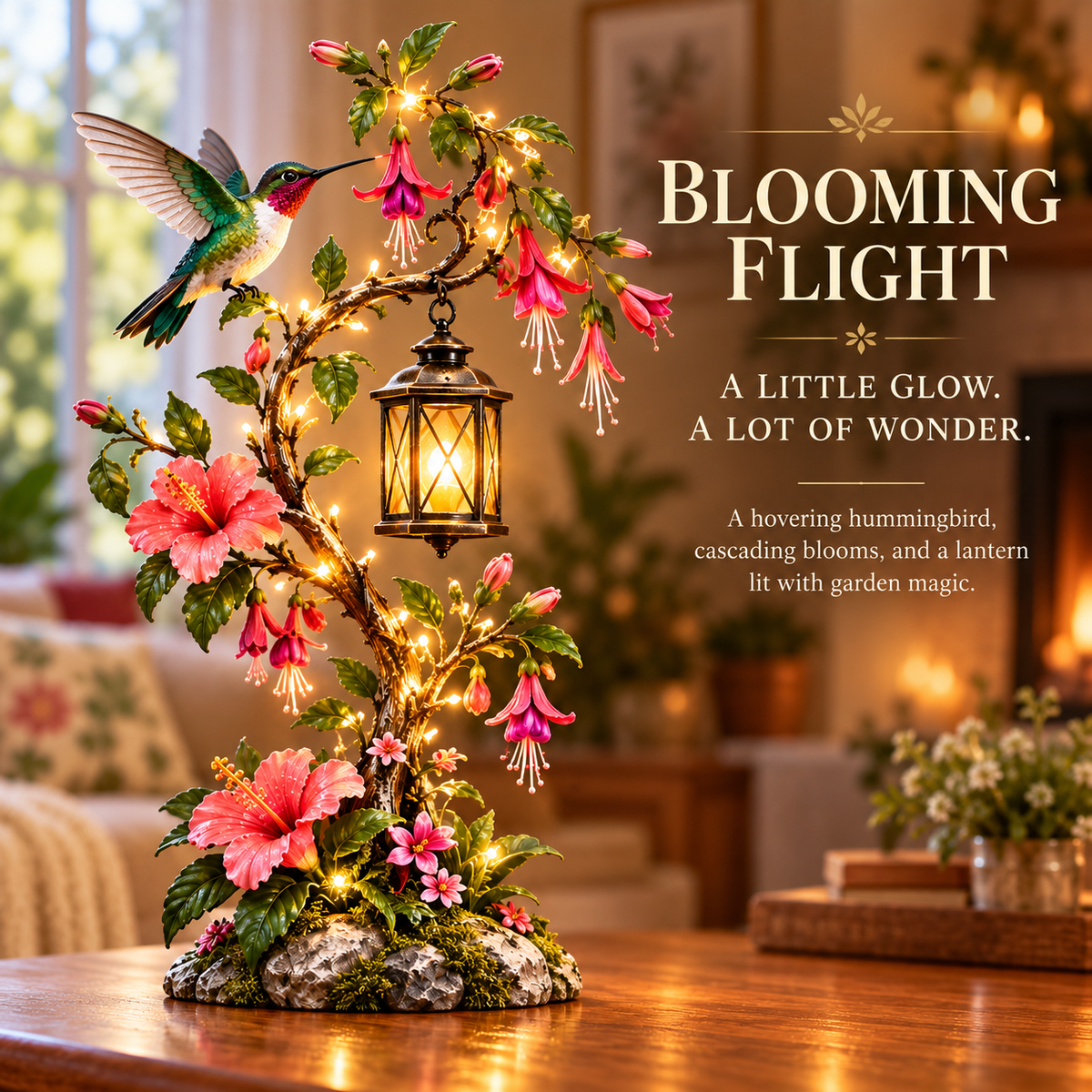 ✨🐦 Hummingbird Garden Glow™ | Lighted Floral Lantern Decor