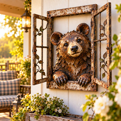 🌿 Who’s Peeking In? | Rustic Woodland Animal Wall Art