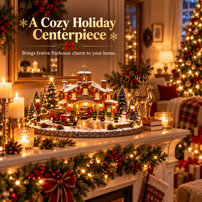 🚒❤️ A Christmas at the Station-Lighted Vintage Village Display