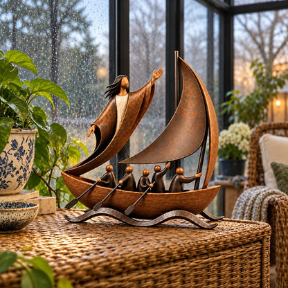 ⏳ Last Day 49% OFF ⛵✨ Guided by Faith™ | Bronze-Tone Sailing Sculpture