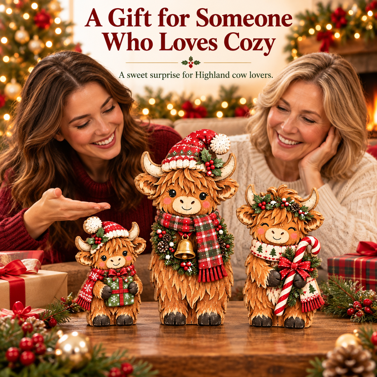 🐮🎄 Cozy Christmas Highland Herd™ | Festive Cow Figurines
