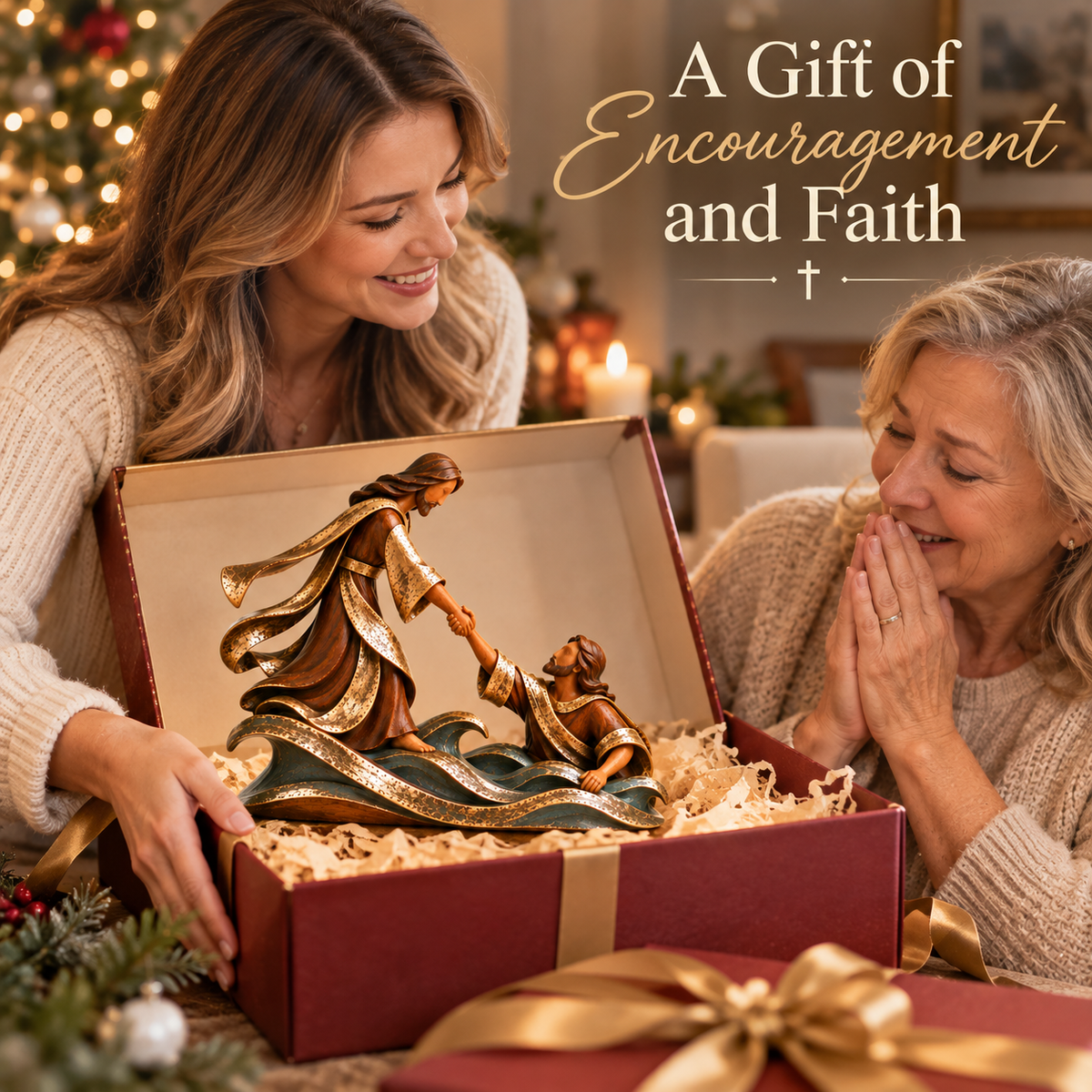 ✝️ He Reached for Me™ –Faith-Inspired Christian Sculpture