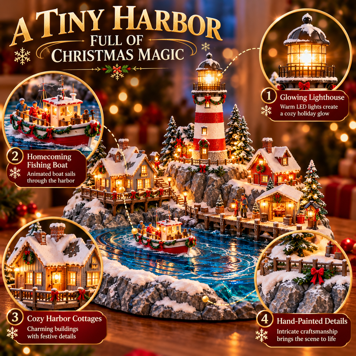 🎄⚓ Harbor Homecoming™ | Lighted Christmas Lighthouse Village