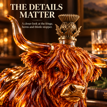 🐂🥃 Highland Spirit™ – Sculptural Highland Cow Whiskey Decanter & Bar Centerpiece
