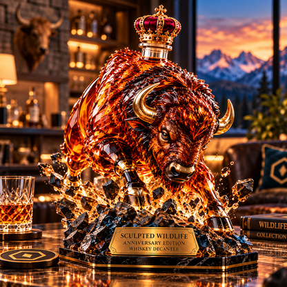 🦬🥃 American Bison Whiskey Decanter – Sculpted Wildlife Collector’s Edition