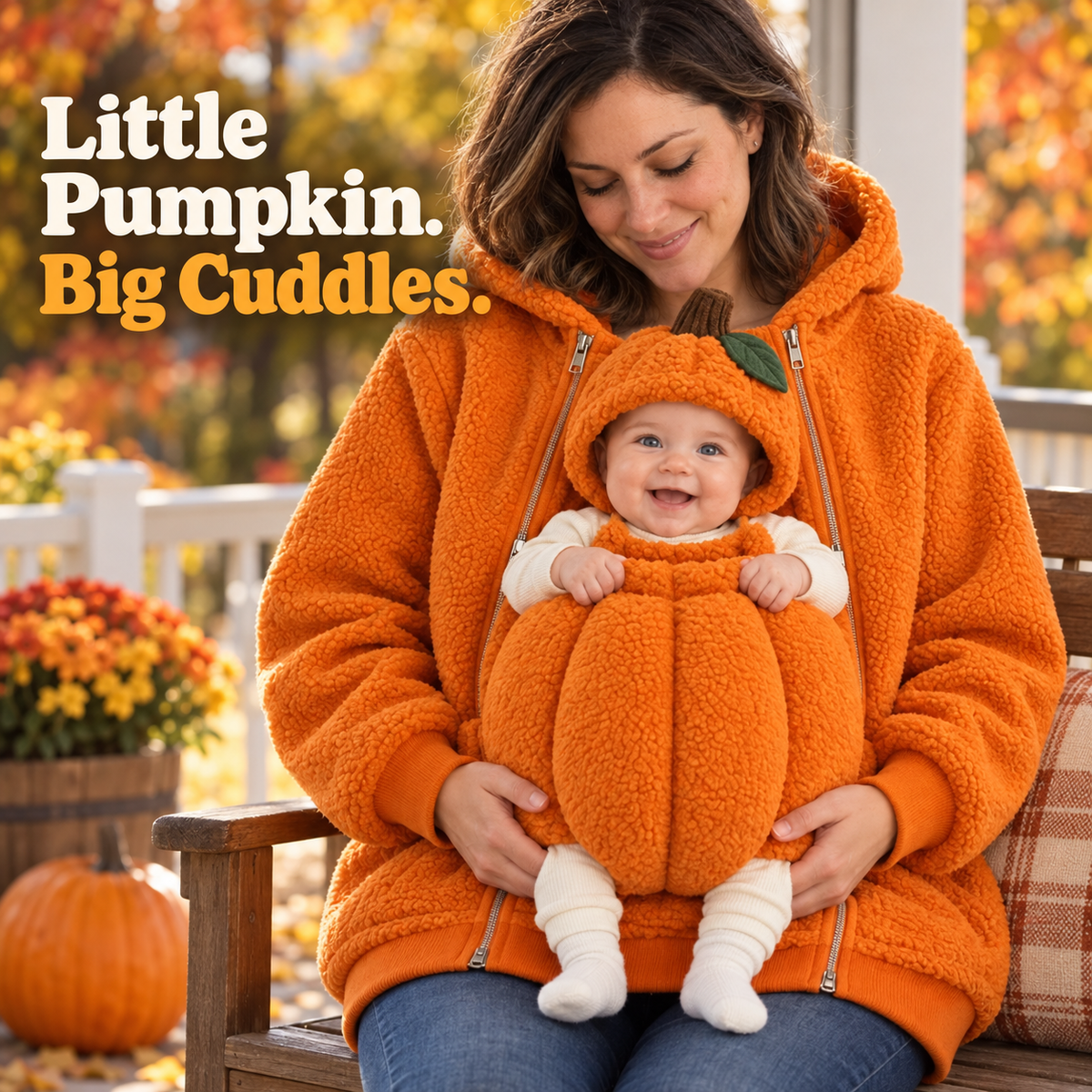 🎃🎅 Mom & Baby Holiday Cuddle Jacket – Pumpkin & Santa Styles