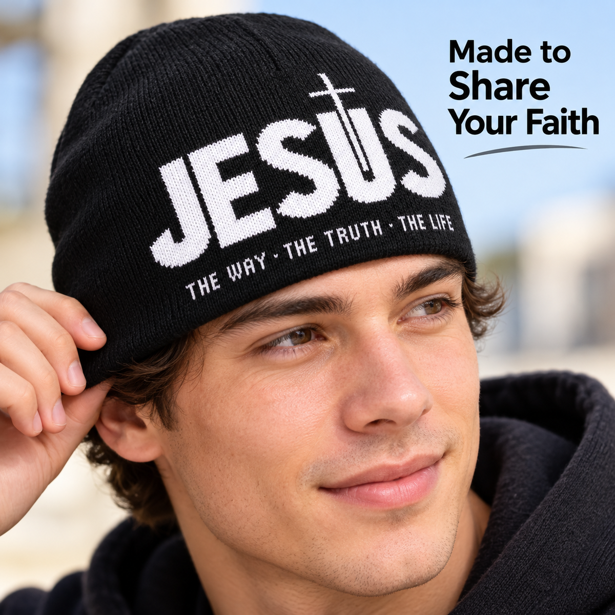 🖤 Y2K Heart & Cross Beanie | Jacquard Knit Streetwear Cap