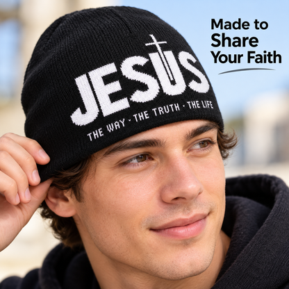 🖤 Y2K Heart & Cross Beanie | Jacquard Knit Streetwear Cap