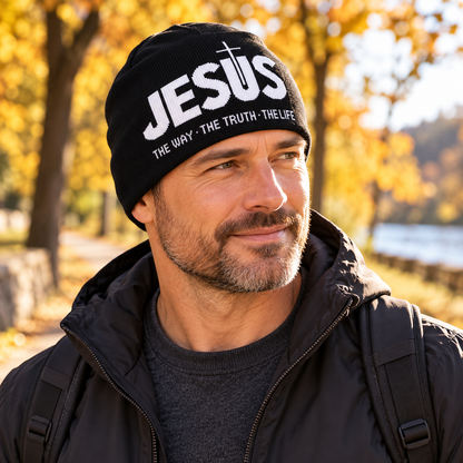 🖤 Y2K Heart & Cross Beanie | Jacquard Knit Streetwear Cap