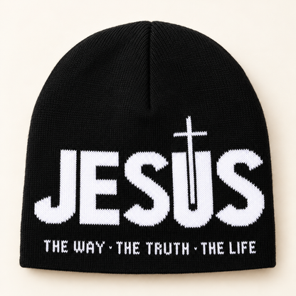 🖤 Y2K Heart & Cross Beanie | Jacquard Knit Streetwear Cap