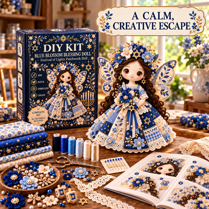 🕎🧵 Festival of Lights Friends™ | Hanukkah Patchwork Doll DIY Kit – 3 Designs