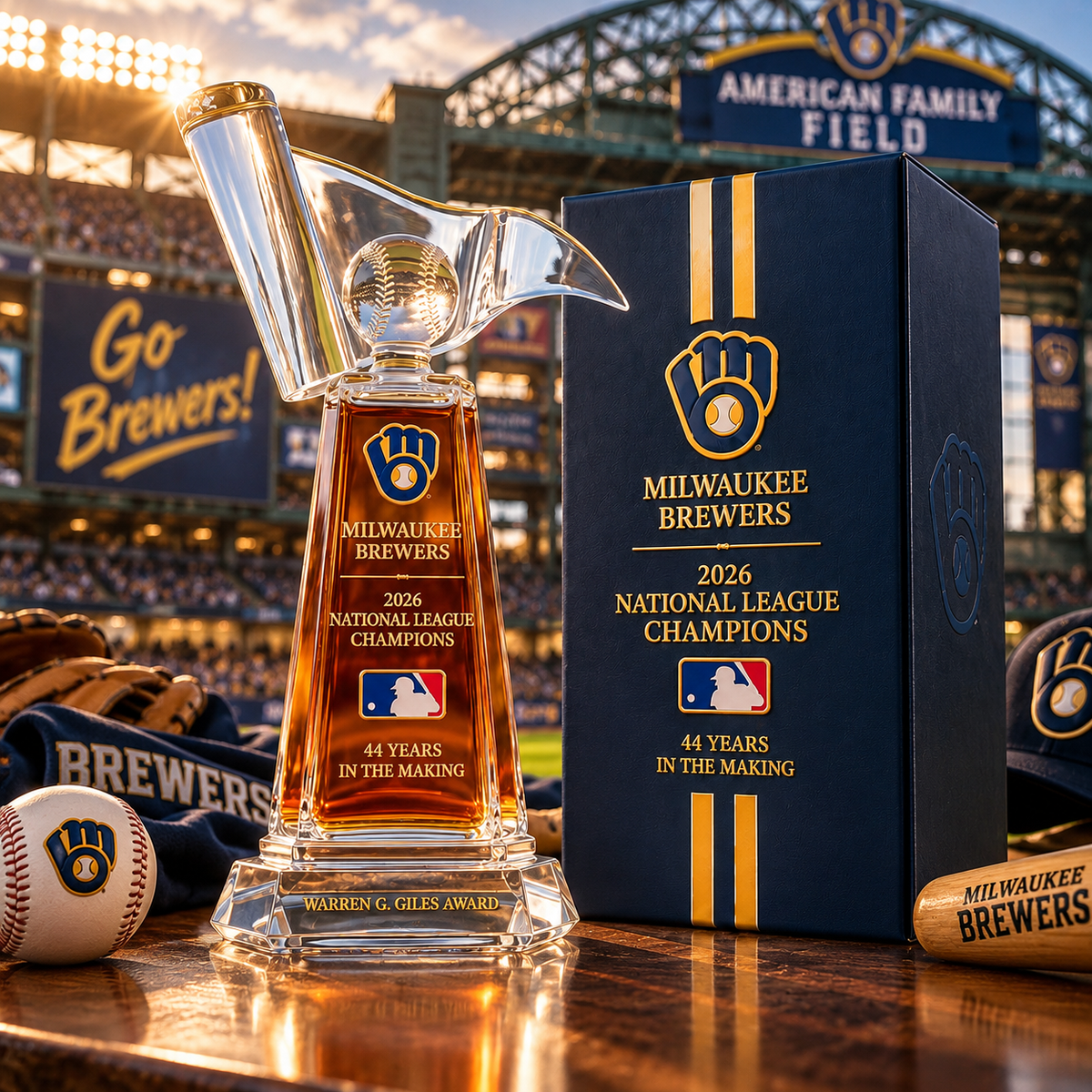 🏆⚾ Milwaukee Brewers 2026 NL Champions Whiskey Trophy Bottle – 44 Years in the Making Collector’s Edition