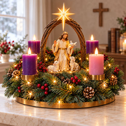 ✝️ Light the Way to Christmas | 4-Week Nativity Advent Wreath 🕯️