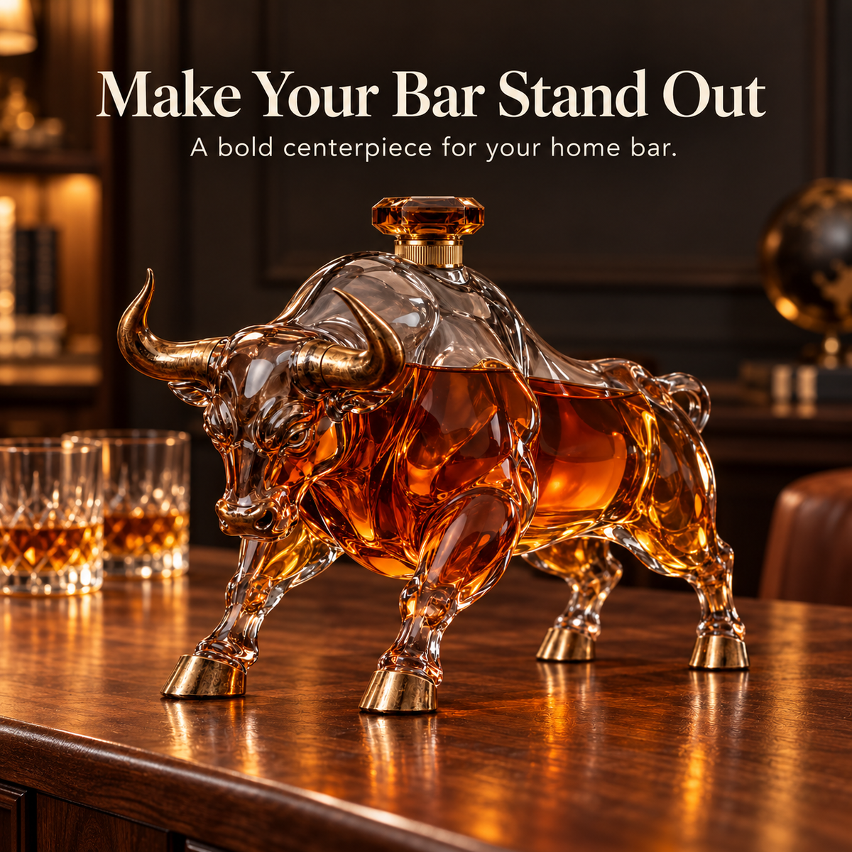 🐂 Charging Bull Crystal Whiskey Decanter – A Bold Symbol of Strength & Success