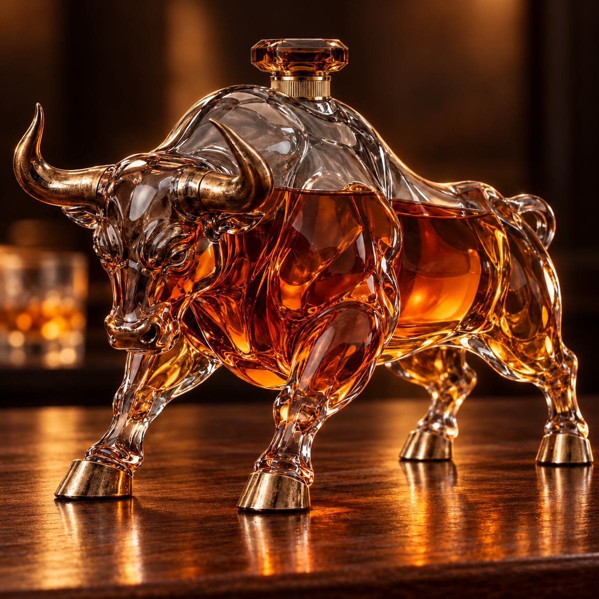 🐂 Charging Bull Crystal Whiskey Decanter – A Bold Symbol of Strength & Success