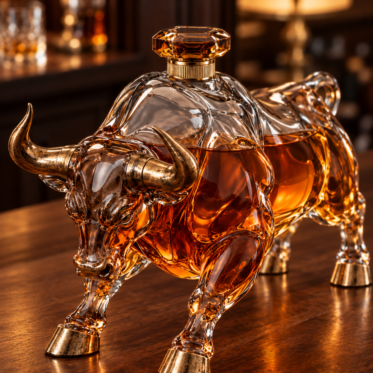 🐂 Charging Bull Crystal Whiskey Decanter – A Bold Symbol of Strength & Success