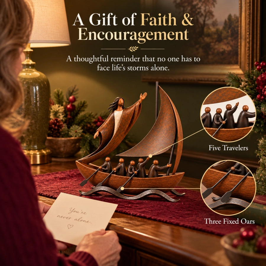 ⛵✝️ Faith Will Carry You – Hope & Perseverance Sailboat Decor