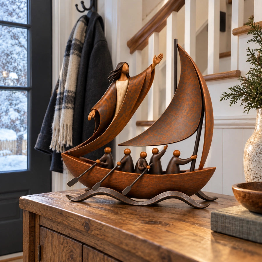 ⛵✝️ Faith Will Carry You – Hope & Perseverance Sailboat Decor