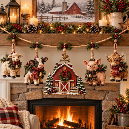 🐄🎄 Christmas Farmyard Friends™ | Hanging Mantel Garland