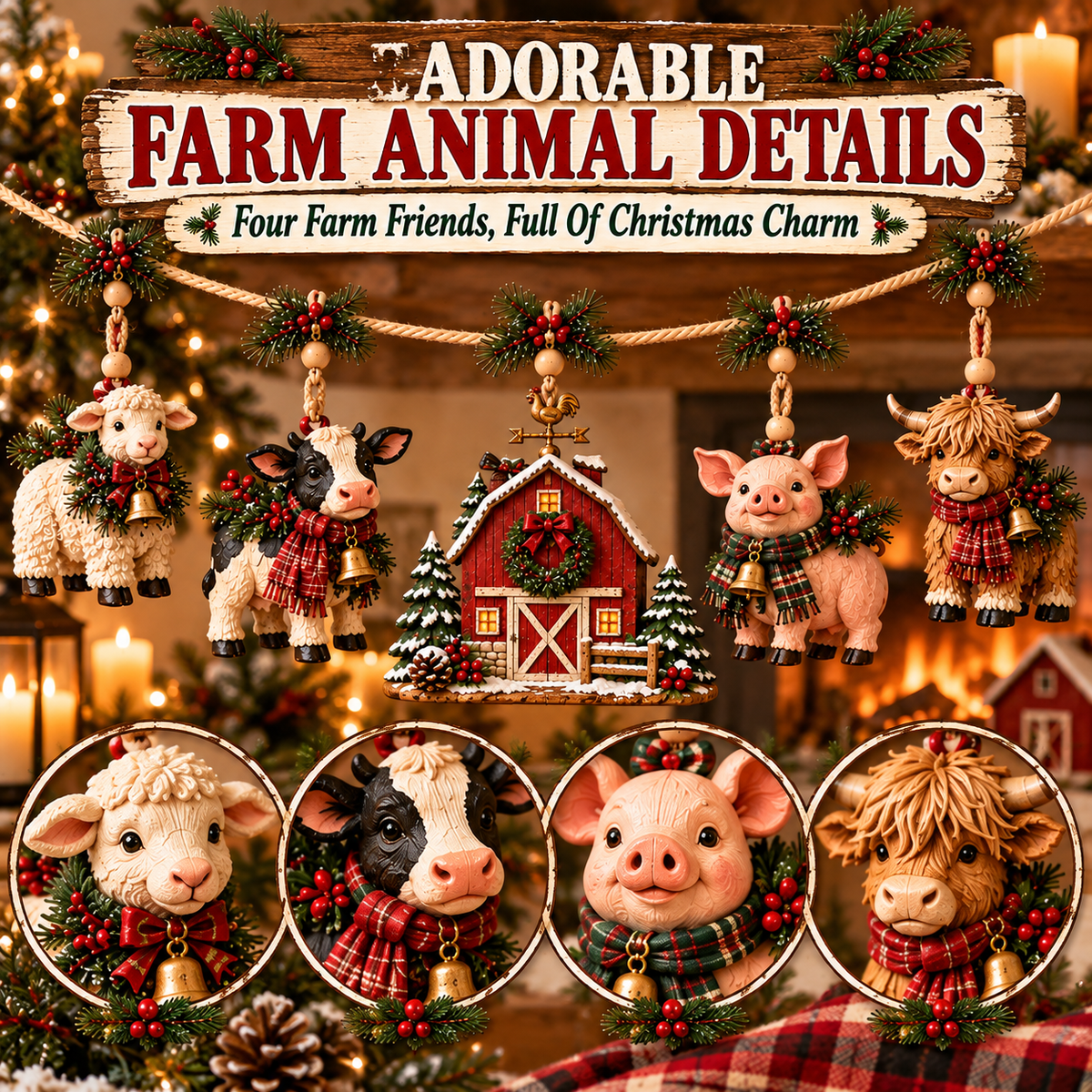 🐄🎄 Christmas Farmyard Friends™ | Hanging Mantel Garland