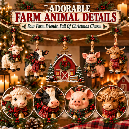 🐄🎄 Christmas Farmyard Friends™ | Hanging Mantel Garland