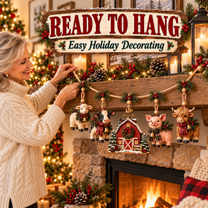🐄🎄 Christmas Farmyard Friends™ | Hanging Mantel Garland