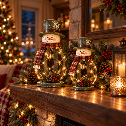 🎄 Winter Welcome Snowmen™ | Lighted Iron Christmas Duo