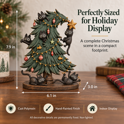 🐈‍⬛🎄 Mischievous Black Cat Christmas Tree Figurine