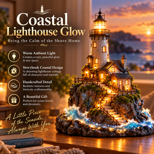 🌊 Harborlight Haven™ | Illuminated Coastal Lighthouse Scene