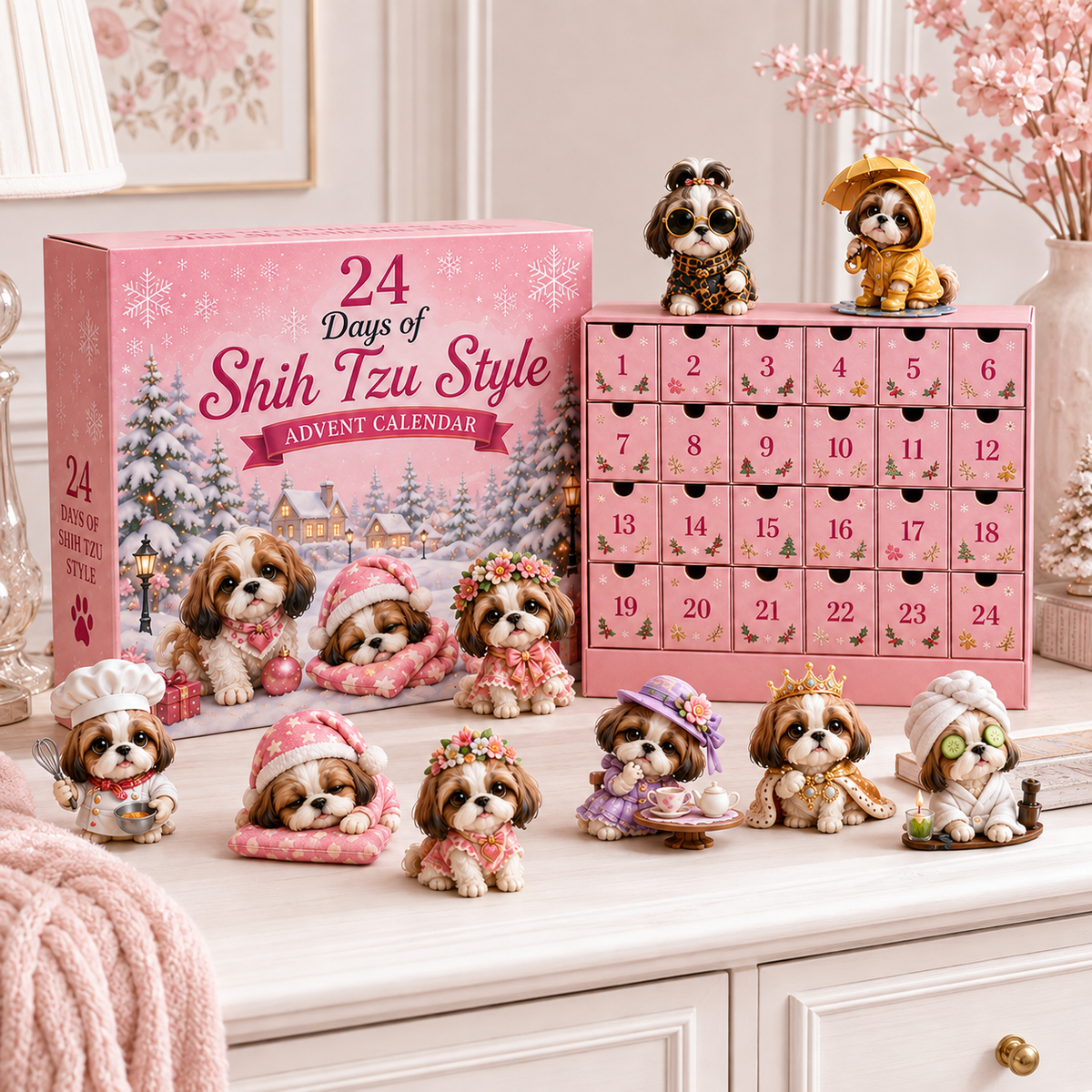 🎀🐾 Shih Tzu Christmas Advent Calendar – 24 Little Personalities