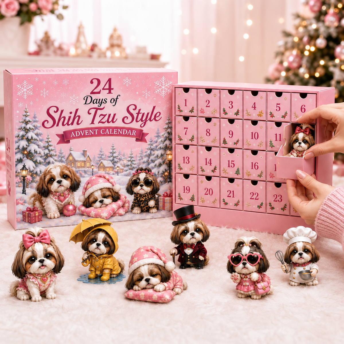 🎀🐾 Shih Tzu Christmas Advent Calendar – 24 Little Personalities